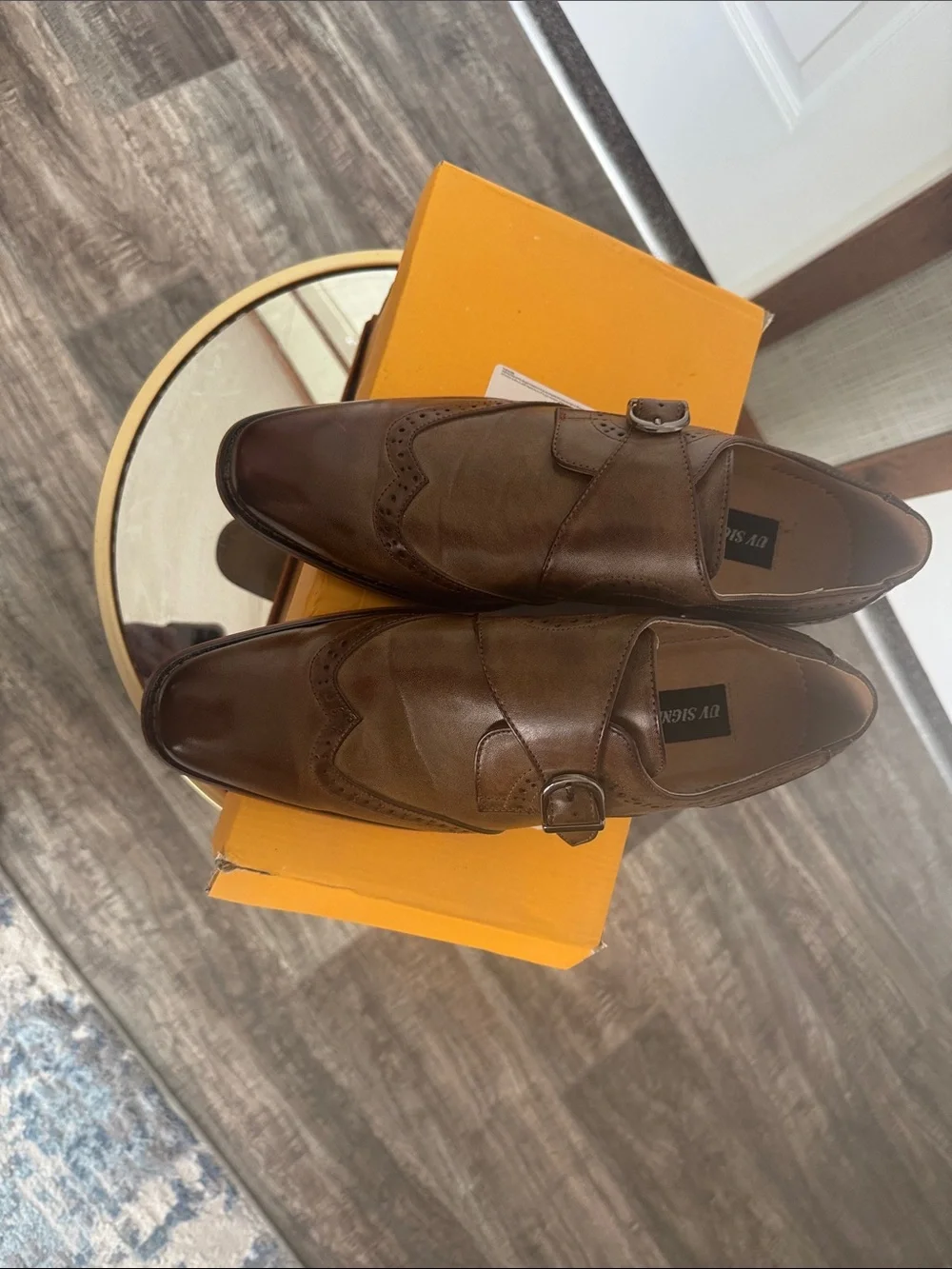 Classic Brown Leather Single Monk Strap Derby with Wingtip Brogue